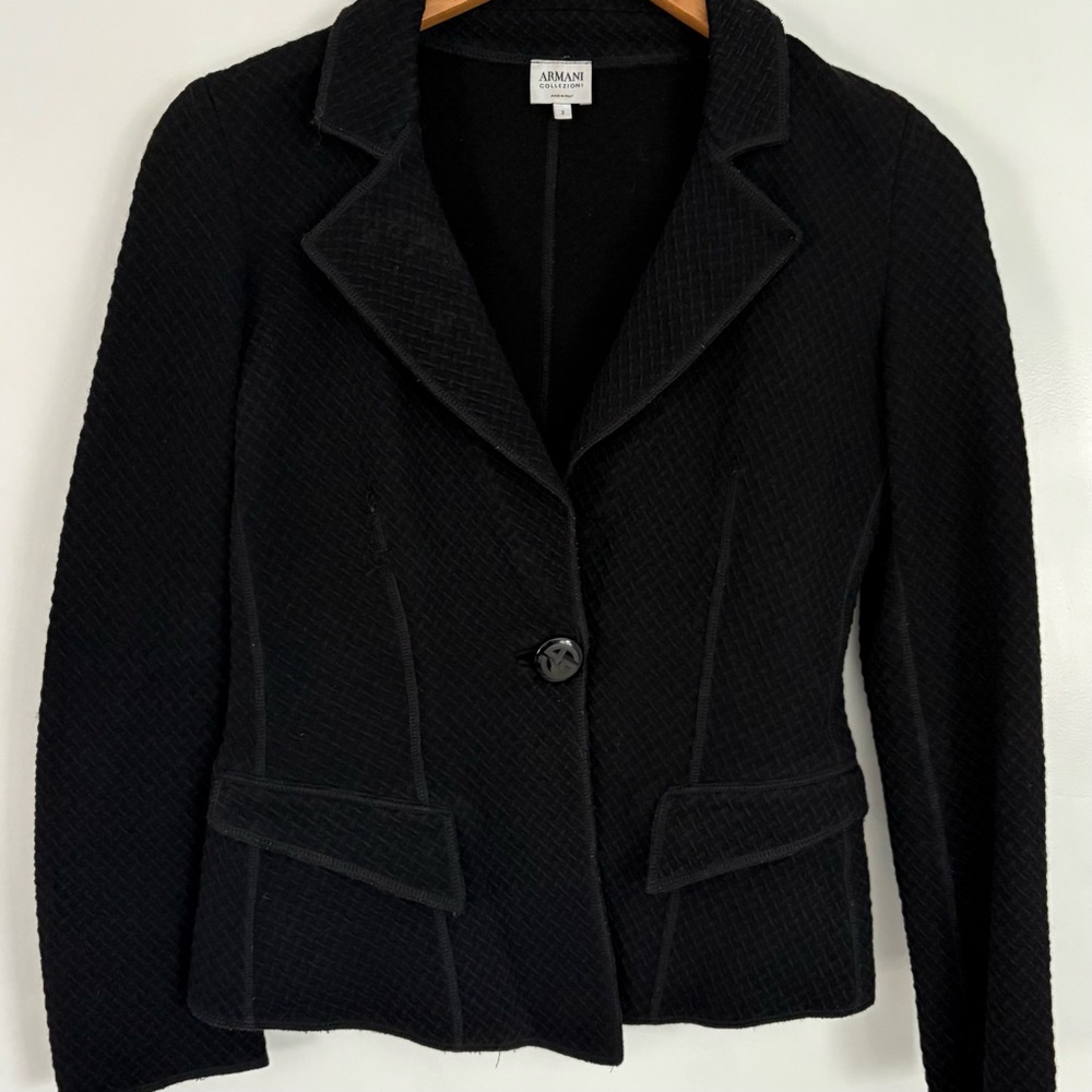 Armani Collezioni Women’s Black Textured Tailored Blazer Career Jacket Size 2